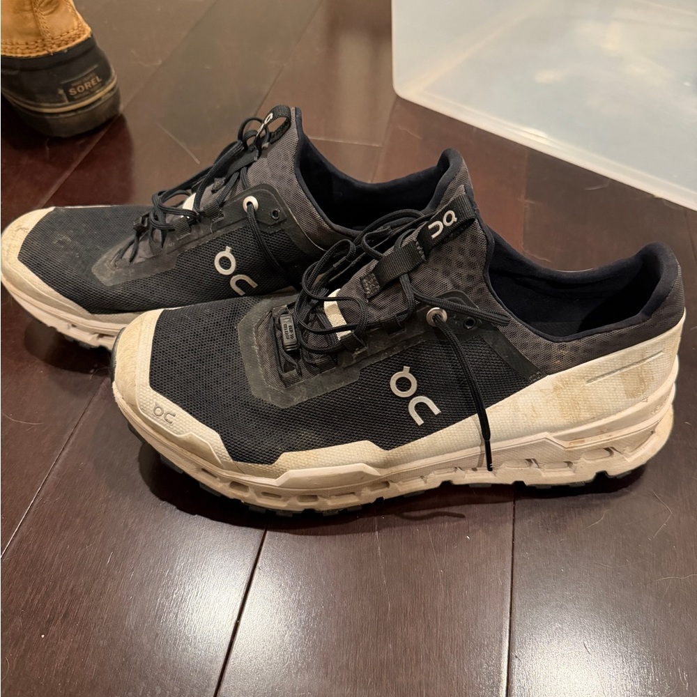 On Running Black and White Cloud Ultra Shoes